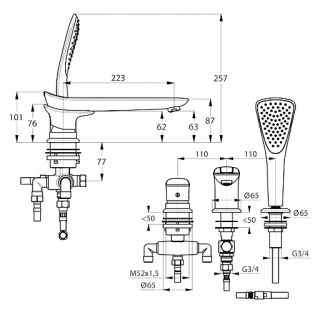 Смеситель на борт ванны Kludi Ambienta хром 534470575