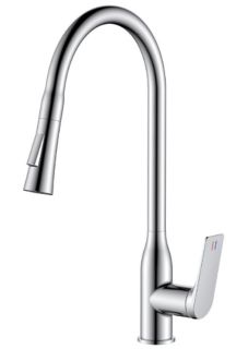 Смеситель для кухни Haiba HB73816 с выдвижной лейкой хром