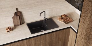 Смеситель для кухни Ulgran Classic U-023-342 с высоким поворотным изливом графит