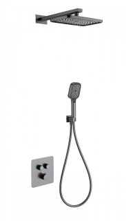 Душевой комплект Wonzon & Woghand WW-B4003-BGG с термостатом тёмный графит