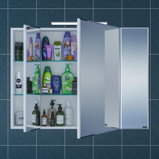 Зеркальный шкаф с подсветкой СанТа Стандарт 113013 100см белый