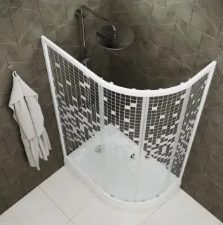 Душевой уголок Triton Коралл Щ0000043489 левый 120x80 см профиль белый стекло мозаика