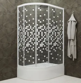 Душевой уголок Triton Коралл Щ0000038529 правый 120x80 см профиль белый стекло мозаика