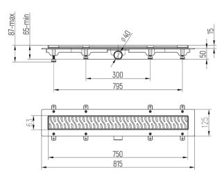 Душевой лоток Paini Harmony CH750H 75см хром глянец