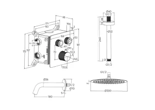 Душевой комплект Milleau Tissage TERMO 2SBIT/324.2-CR хром