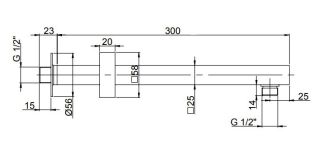 Кронштейн для верхнего душа Paini 50PZ745QQ35 30см чёрный матовый