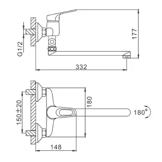 Смеситель для ванны и душа Frap F2113 хром