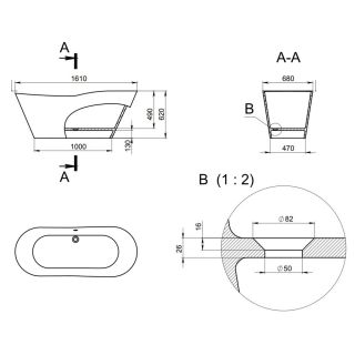 Ванна отдельностоящая Holbi Afrodita 161x68см цветной матовый 1.01.005.11.3
