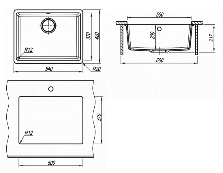 Кухонная мойка Florentina Вега 500 грей