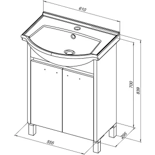 Тумба под раковину Aquanet Донна 273996 60 см белый глянец/белый дуб
