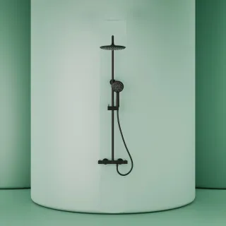 Душевая стойка Sancos Game SC3002MB с термостатом чёрный матовый