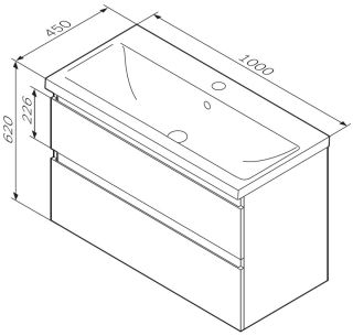 Тумба под раковину Am.Pm X-Joy 100см чёрный матовый M85AFHX1002BM