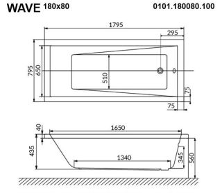 Акриловая ванна Whitecross Wave 0101.180080.100 180x80см белый глянец