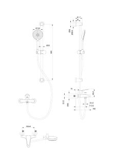 Смеситель для ванны с душевым гарнитуром Wonzon & Woghand WW-C2501-BGG тёмный графит