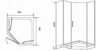 Душевой уголок Parly с поддоном 90x90см чёрный ZPE911B