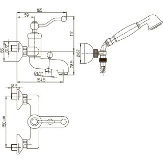 Смеситель для ванны Paini Duomo 88F3105KM старая бронза