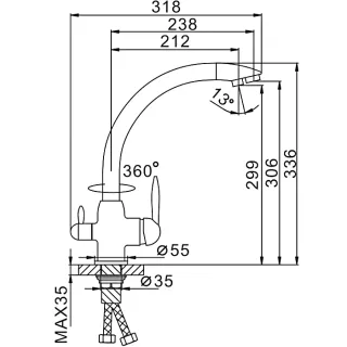 Смеситель для кухни Frap F4399-5 сатин