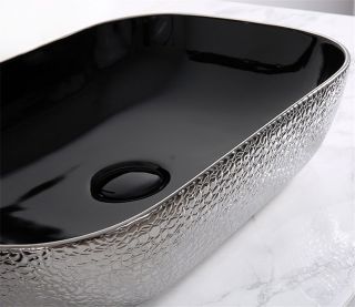 Раковина CeramaLux  D1333H022 черно-серая 46 см