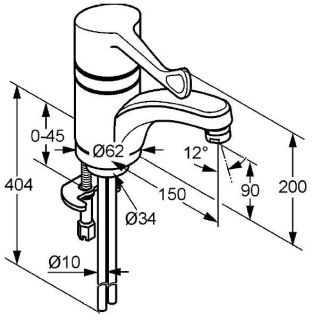 Смеситель для раковины Kludi Medi Care хром 341130534