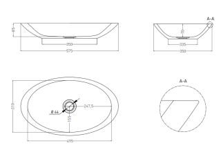 Накладная раковина Salini Callista 02 S-Sense 1101102GRH 58см RAL снаружи
