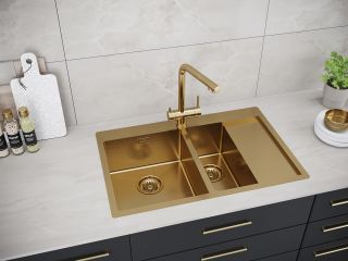 Мойка кухонная Paulmark Union PM537851-BGL левая брашированное золото