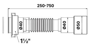 Гофра Bettoserb 125380 для раковины/мойки 1 1/2" - 40/50мм