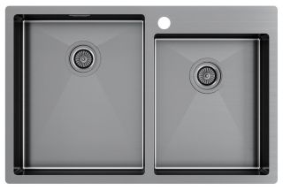 Мойка кухонная Paulmark Kroner PM237851-GM воронёная сталь