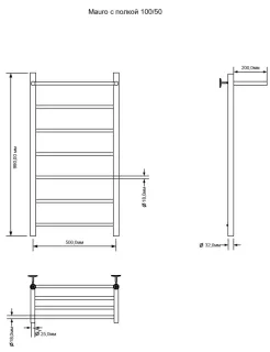 Полотенцесушитель электрический Aquanet Mauro 282008 с полкой 100x50 см хром