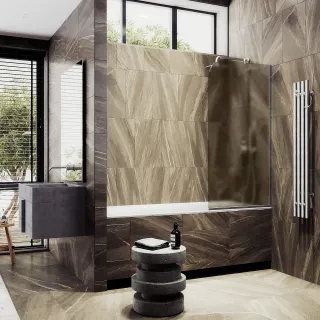 Шторка на ванну MaybahGlass MGV-74-5у 60см хром матовый