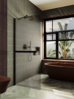 Душевая перегородка MaybahGlass MGD-728-6ш 79см чёрный