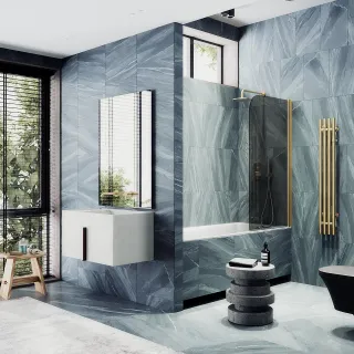 Шторка на ванну MaybahGlass MGV-608-3 50см золото