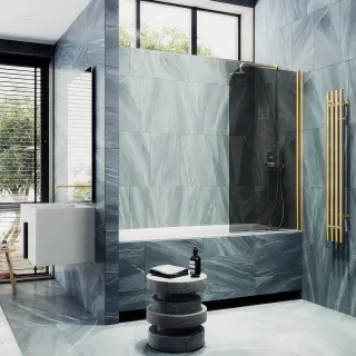 Шторка на ванну MaybahGlass MGV-618-3 70см золото