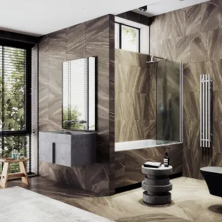 Шторка на ванну MaybahGlass MGV-621-5 80см хром матовый