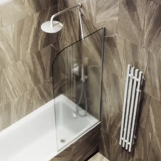 Шторка на ванну MaybahGlass MGV-130-5у 34см хром матовый