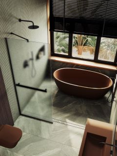 Душевая перегородка MaybahGlass MGD-731-6у 79см чёрный