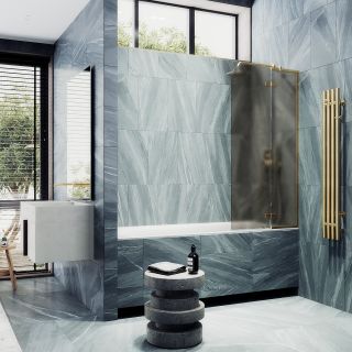 Шторка на ванну MaybahGlass MGV-917-3 99см золото