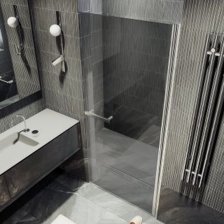 Душевая дверь MaybahGlass MGD-461-5 90см хром матовый/графит