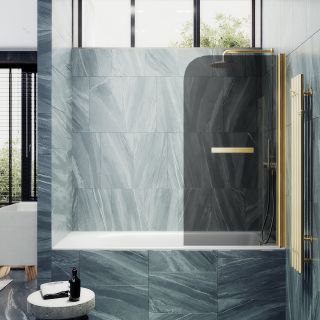 Шторка на ванну MaybahGlass MGV-767-3 40см золото