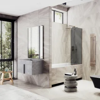 Шторка на ванну MaybahGlass MGV-80-2у 60см бронза