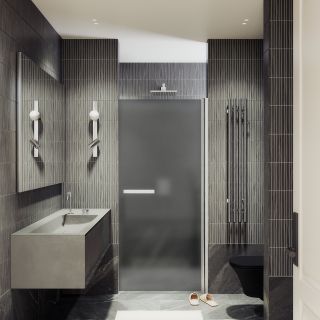 Душевая дверь MaybahGlass MGD-462-5 90см хром матовый/графит матовый