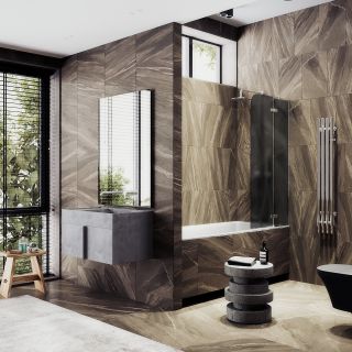 Шторка на ванну MaybahGlass MGV-660-4 69см хром глянцевый