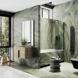 Шторка на ванну MaybahGlass MGV-93-6ш 70см чёрный