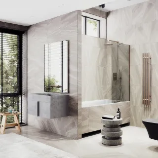 Шторка на ванну MaybahGlass MGV-71-2ш 90см бронза