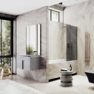 Шторка на ванну MaybahGlass MGV-78-2ш 40см бронза