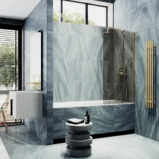 Шторка на ванну MaybahGlass MGV-71-3ш 90см золото