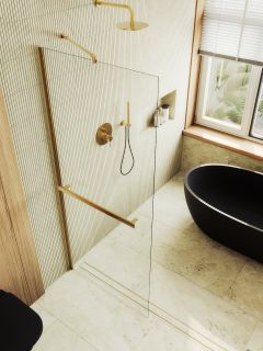 Душевая перегородка MaybahGlass MGD-726-3ш 79см золото