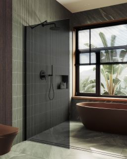 Душевая перегородка MaybahGlass MGD-698-6ш 79см чёрный