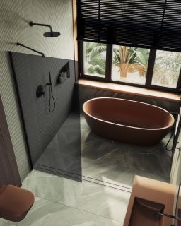 Душевая перегородка MaybahGlass MGD-698-6ш 79см чёрный