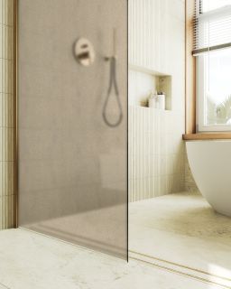 Душевая перегородка MaybahGlass MGD-697-3ш 79см золото