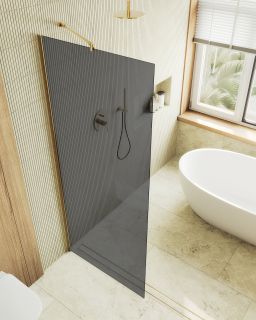 Душевая перегородка MaybahGlass MGD-698-3ш 79см золото